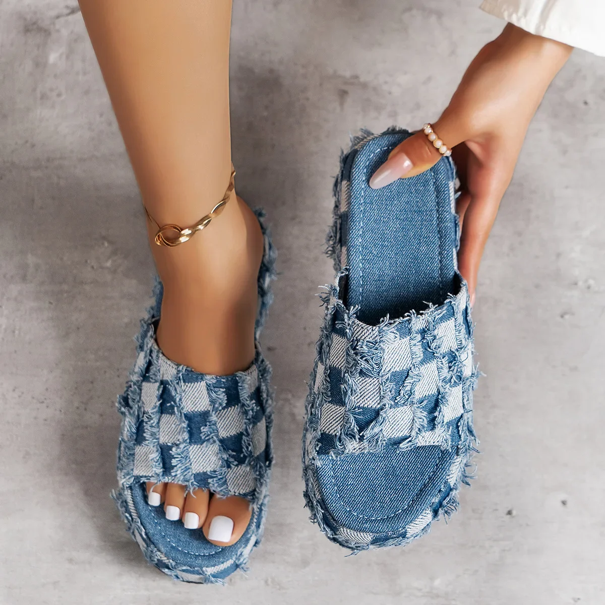 Women Shoes Jeans - المرأة الدنيم الصنادل ، الصيف الصنادل