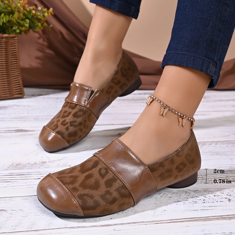 Women Shoes Loafers - أحذية نسائية أنيقة بنقشة الفهد للربيع