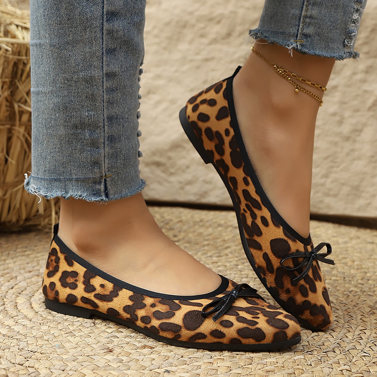 Women Shoes Loafers - 2026 حذاء مسطح بنقشة الفهد للنساء،