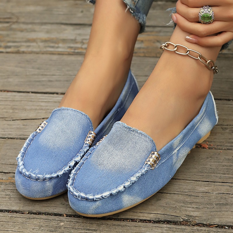 Women Shoes Loafers - أحذية موكاسين من الدنيم الأزرق الفاتح