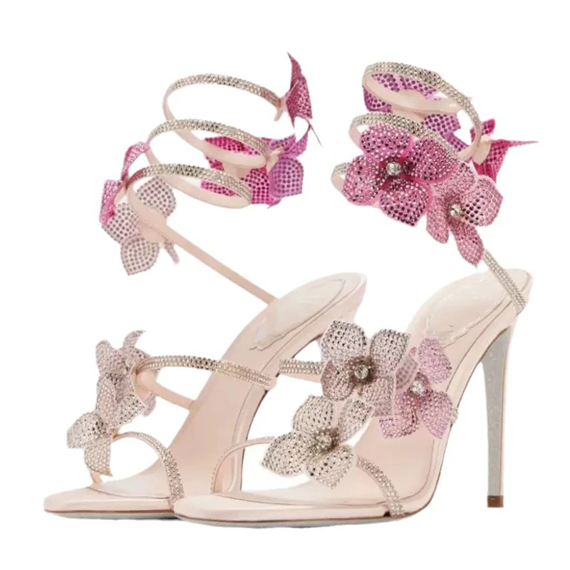 Gladiator Sandal Women - Eilyken مثير كريستال زهرة رقيقة عالية