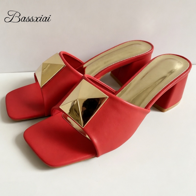 Women Shoes Mules - صنادل نسائية صيفية أنيقة بكعب متوسط