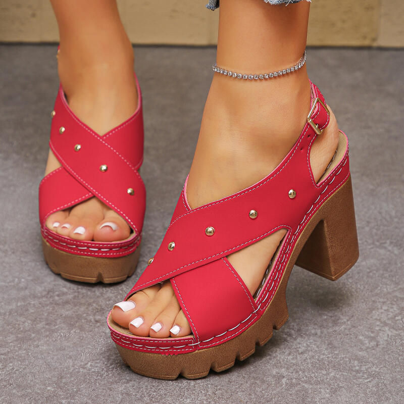 Gladiator Sandal Women - خمر سوبر عالية الكعب عبر حزام