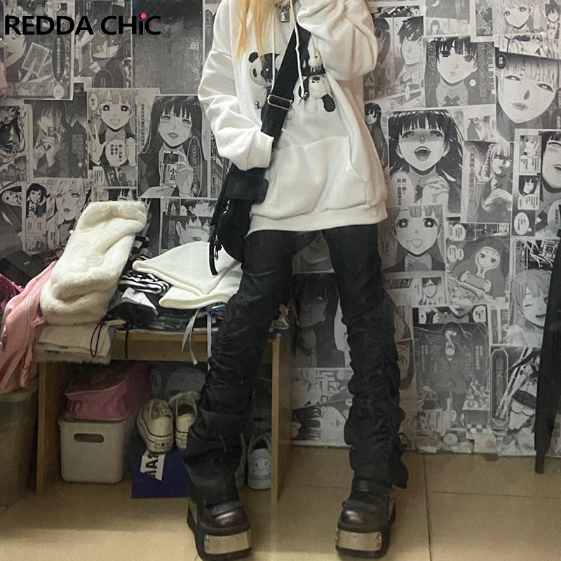Women Shoes Jeans - REDDACHiC Goth لوليتا السراويل السوداء عادية