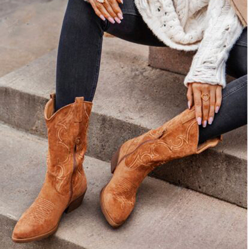 منصة مسطحة أحذية رعاة البقر ال - مراجعة Women Shoes Jeans وسعره
