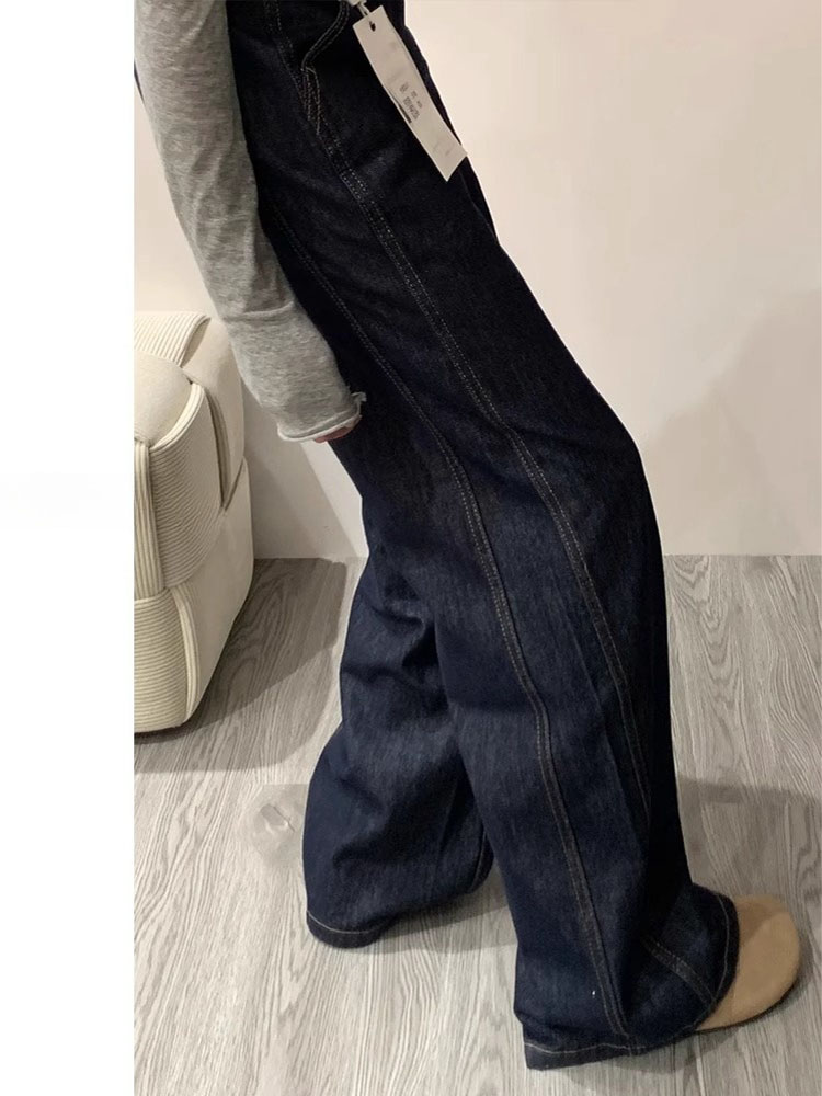 جينز واسع الساق بلون أزرق غامق - مراجعة Women Shoes Jeans وسعره