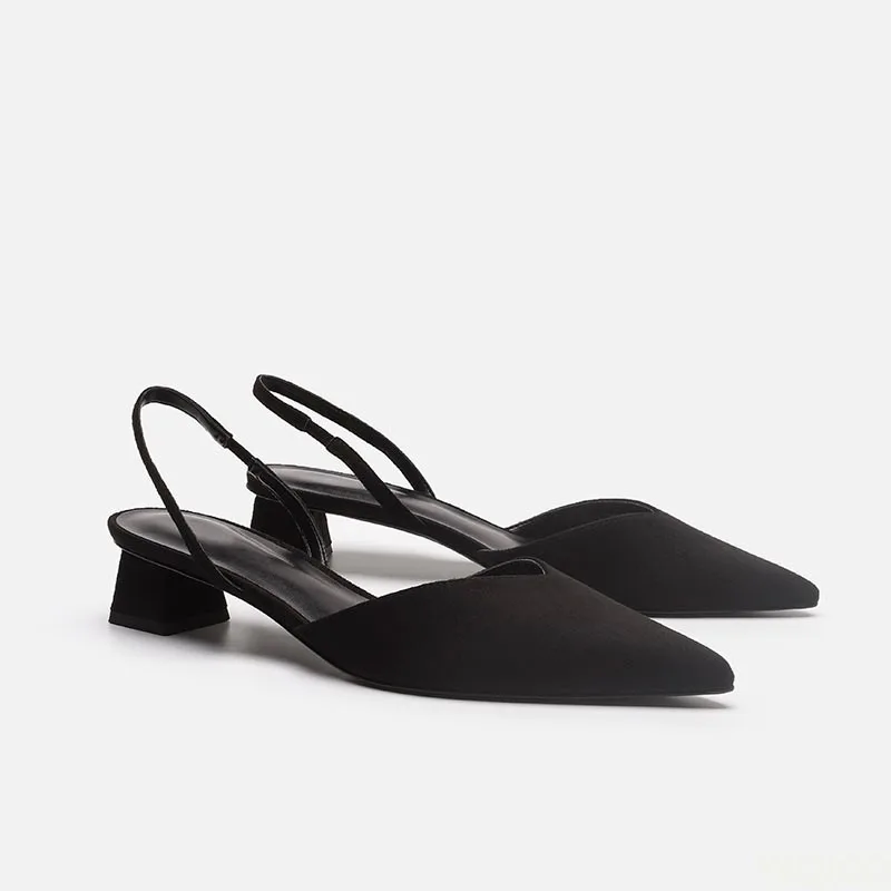 صندل نسائي مدبب مرن بكعب منخفض - مراجعة Low Block Heel Pump وسعره