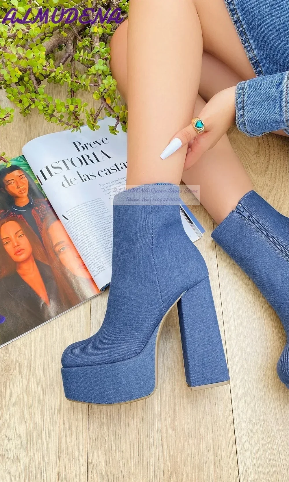 ALMUDENA الأزرق الدنيم كتلة ال - مراجعة Women Shoes Jeans وسعره