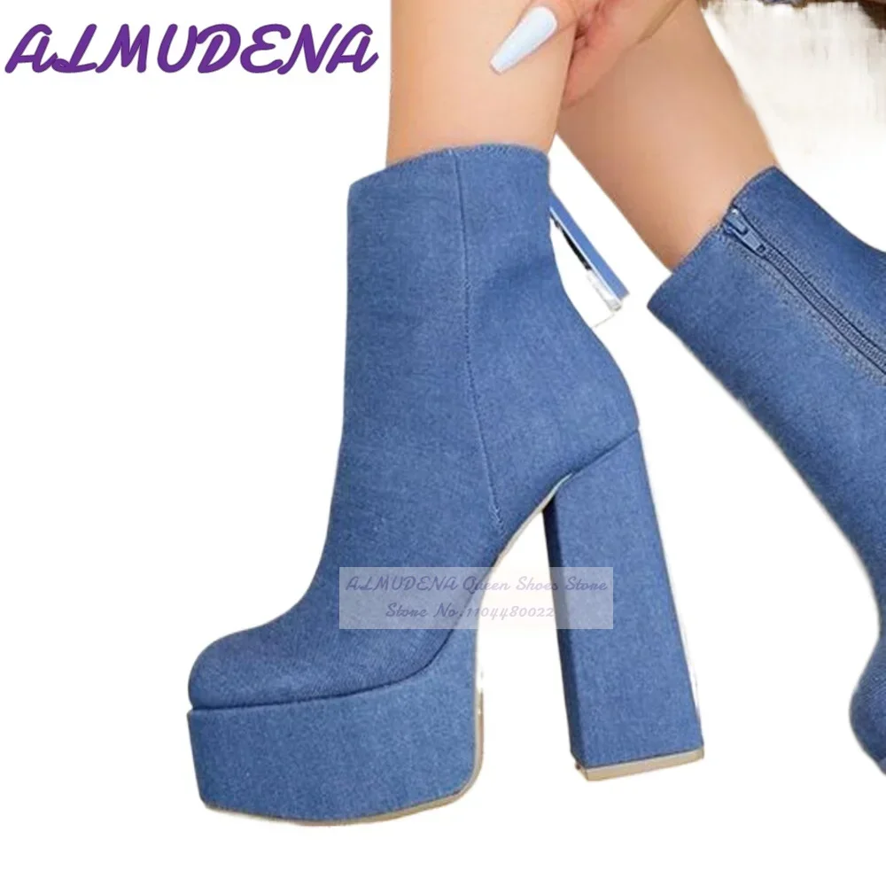 ALMUDENA الأزرق الدنيم كتلة ال - مراجعة Women Shoes Jeans وسعره