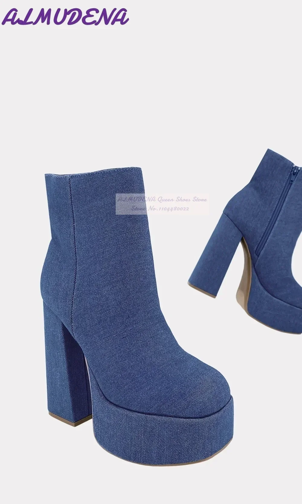 ALMUDENA الأزرق الدنيم كتلة ال - مراجعة Women Shoes Jeans وسعره