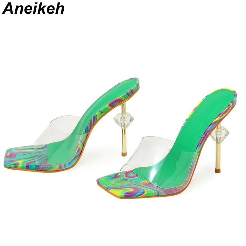 Aneikeh جديد مثير غريب شفاف ال - مراجعة Women Shoes Mules وسعره