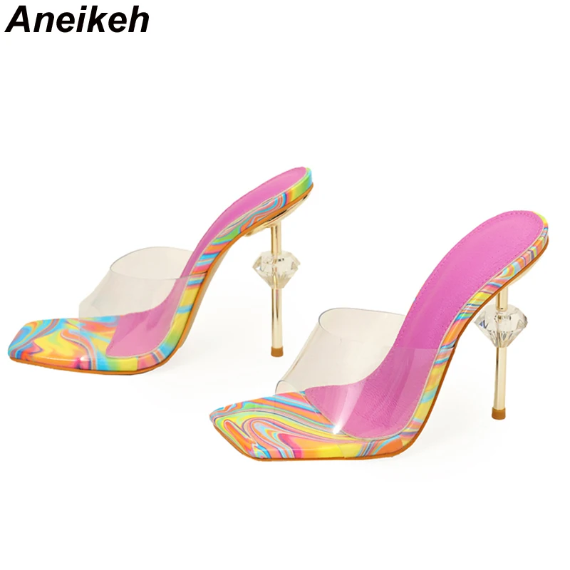 Aneikeh جديد مثير غريب شفاف ال - مراجعة Women Shoes Mules وسعره